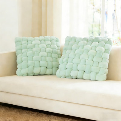 2 Pcs Soft Velvet Knot Square Pillows