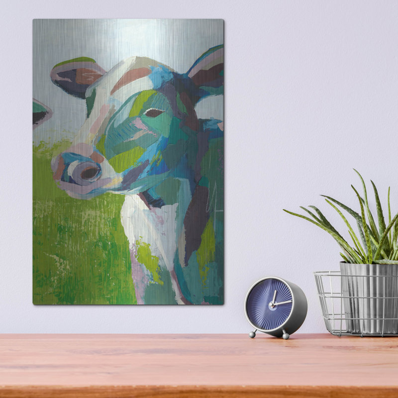 Luxe métal Art «Painterly Cow III» par Grace Popp, «Painterly Cow III» par Grace Popp, H 16 po x l 12 po