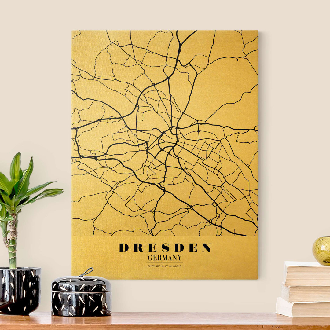 Leinwandbild Stadtplan Dresden - Klassik