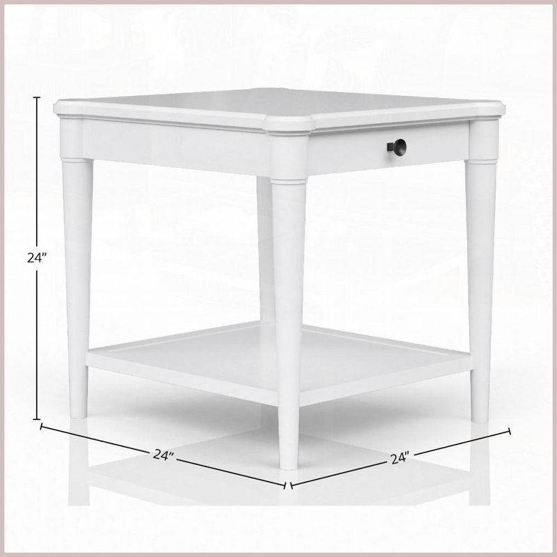 Table basse transitionnelle blanche pour le salon - 1 tiroir et amp; Tablette de rangement, conception décontractée peu encombrante