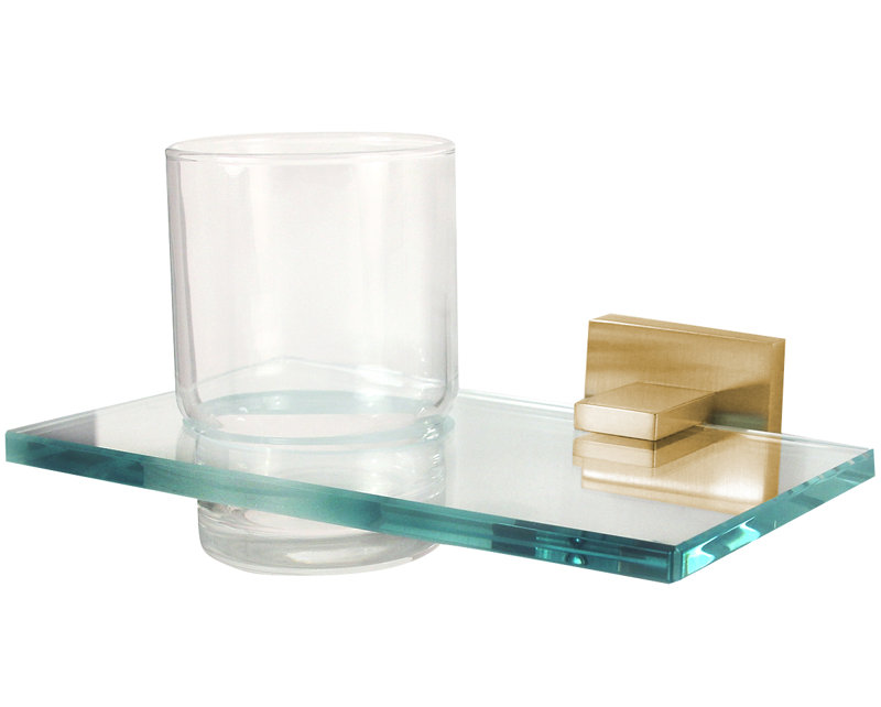 Verre et porte-verre, Laiton satiné