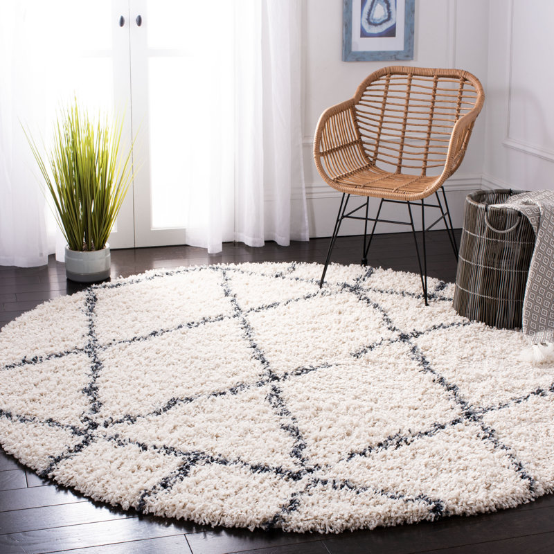 Tapis à poil long 400 po Deckland, Rond 6 pi 7 po