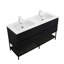 Espartaco 72 po L x 21 po P 4 tiroirs Meuble-lavabo autoportant avec évier double et Comptoir en Polymarbre blanc