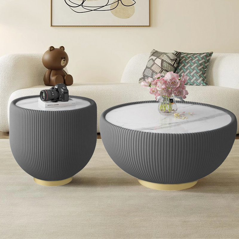 Table basse en forme de tasse, H 16,93 po x L 19,69 po x l 19,69 po, Gris