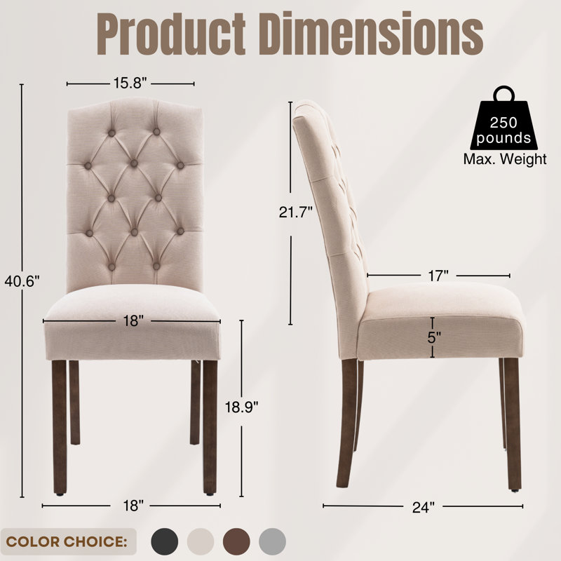 Tiarnna Linen Side Chair Dining Chair, Beige