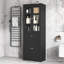 Grande armoire de rangement pour salle de bain avec quatre portes, tiroirs et tablettes réglables, panneau de fibres à densité moyenne durable pour une organisation maximale