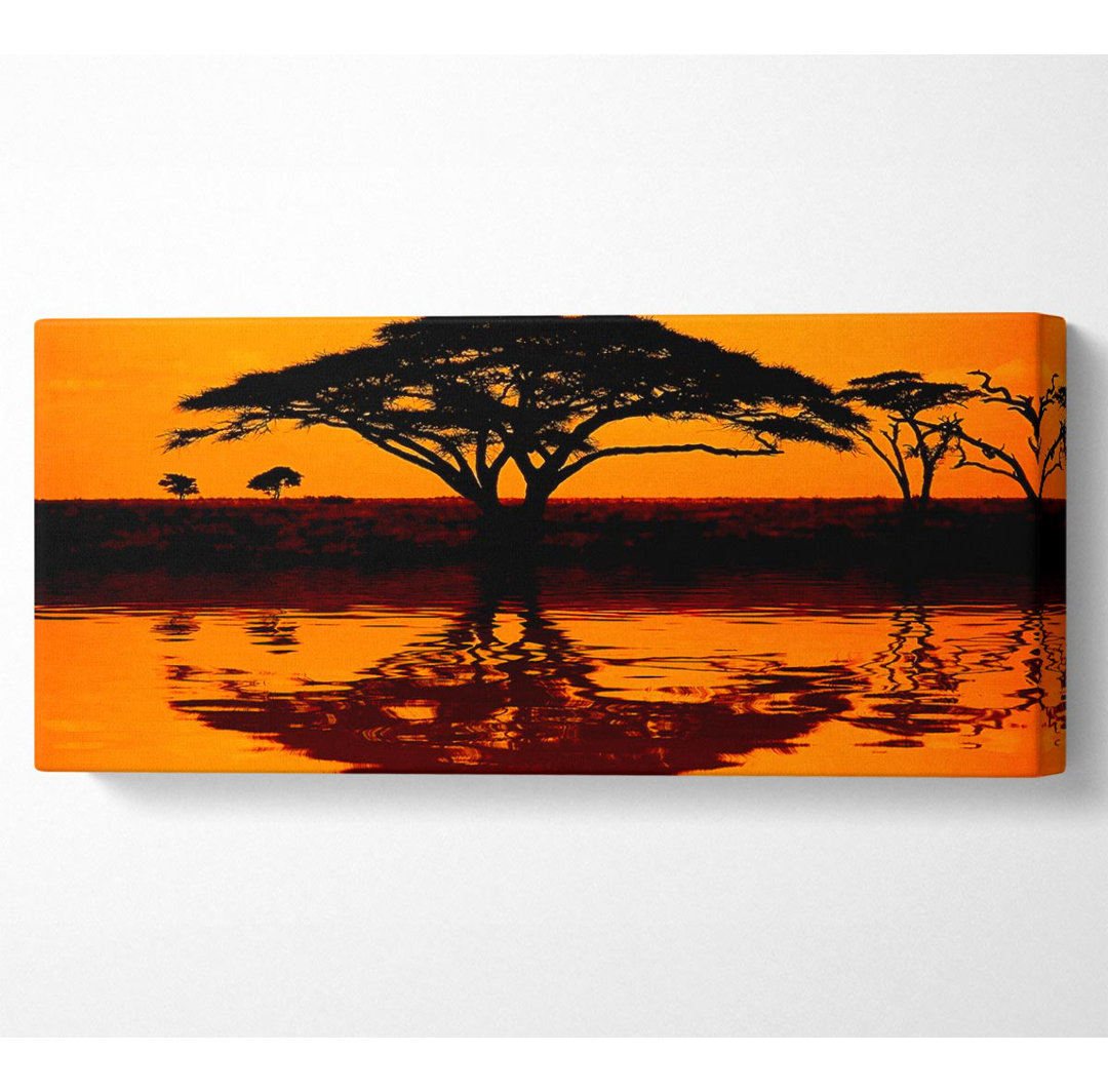 Afrikanische Baumreflexion - Leinwanddrucke auf Wrapped Canvas