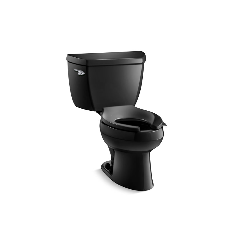 Wellworth Pressure Lite 1.4 GPF Elongated 2 Piece Toilet, Black Black, Left-Hand, No