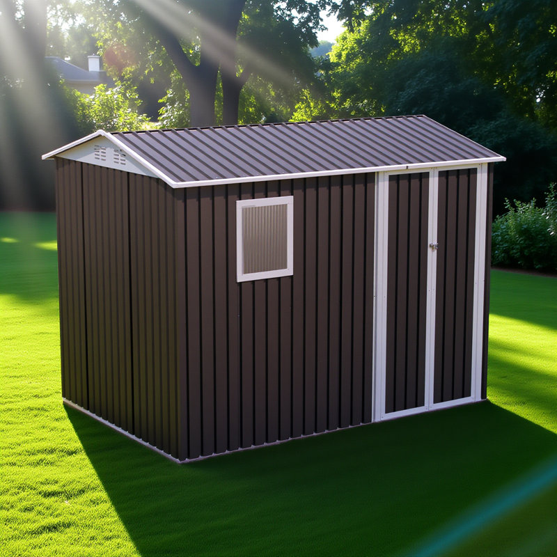 Remise de jardin 9 x 6 pi en métal avec 1 fenêtre pour portes de charnières d'extérieur