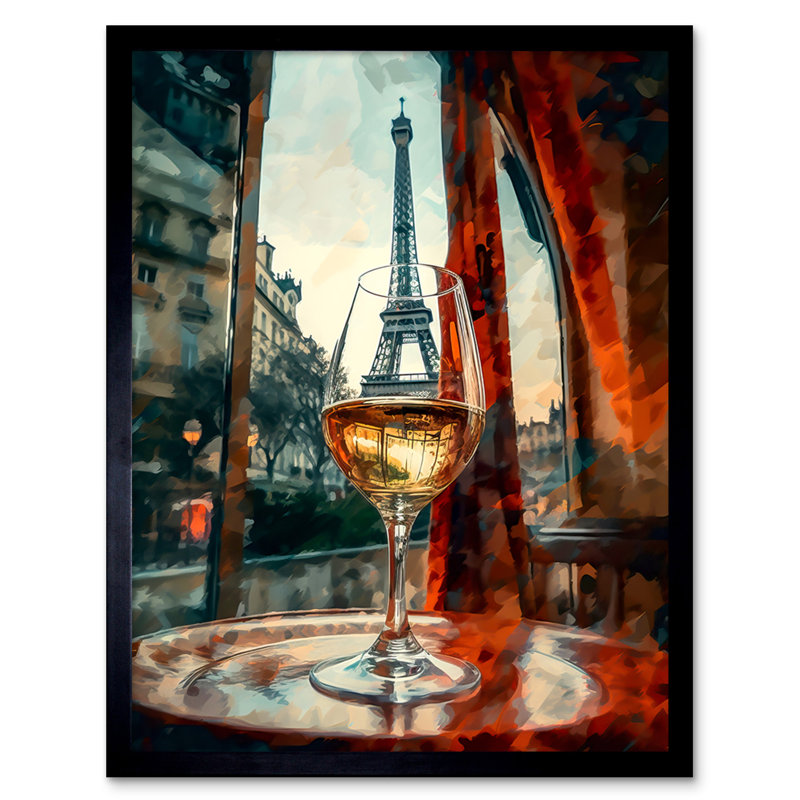 Achaia Through The Wine Glass Paris France Eiffel Tower View - Single Picture Frame Print