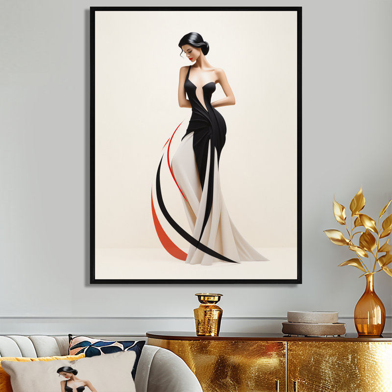 Delicate Woman Dancer Vintage Grey - Dancer Wall Art Living Room, Black Floater Frame, 20" H x 12" W