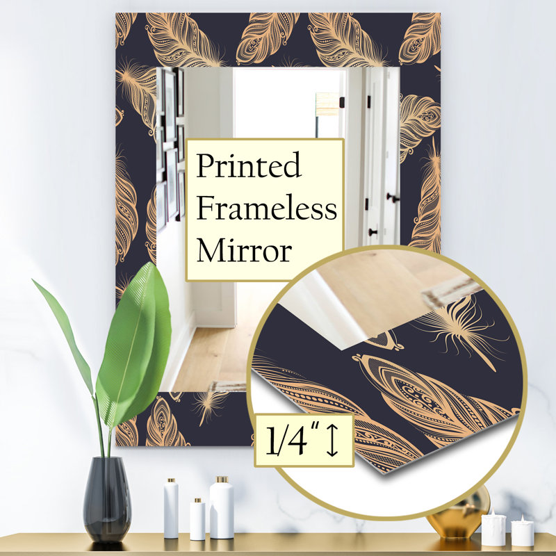 Miroir d’appoint éclectique Feathers, H 39,4 po x l 29,5 po