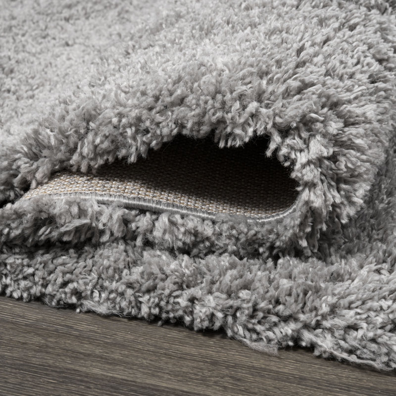 Collesse Solid Shag Light Gray Rug, Runner 2' x 8'