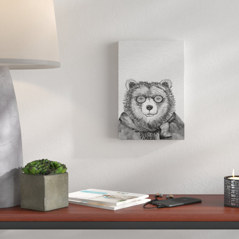 Wise Old Bear - Wrapped Canvas Painting, 91 cm H x 61 cm W x 4 cm D