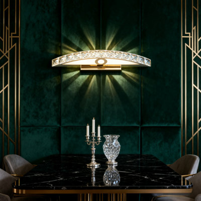 17.32 in Half-Round Crystal Vanity Light (Built-in Tri-Color LED)