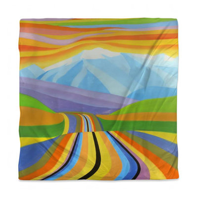Mountain Road Multicolored Blue Duvet Cover | Contemporary Decor