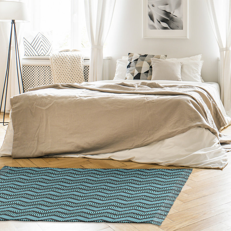 Tapis à chevrons ondulés blue area, Non