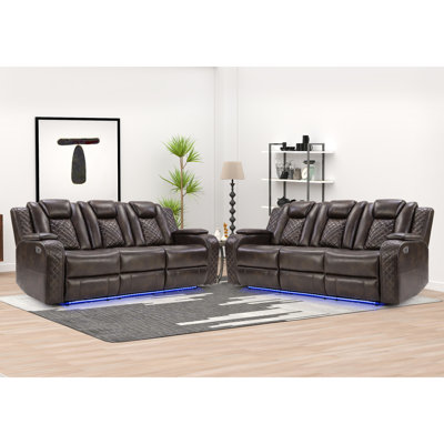 Lamica Upholstered Faux Leather Power Reclining Sofa
