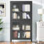 Bibliothèque en métal à 4 tablettes avec revêtement thermolaqué pour bureau - Vitrine noire