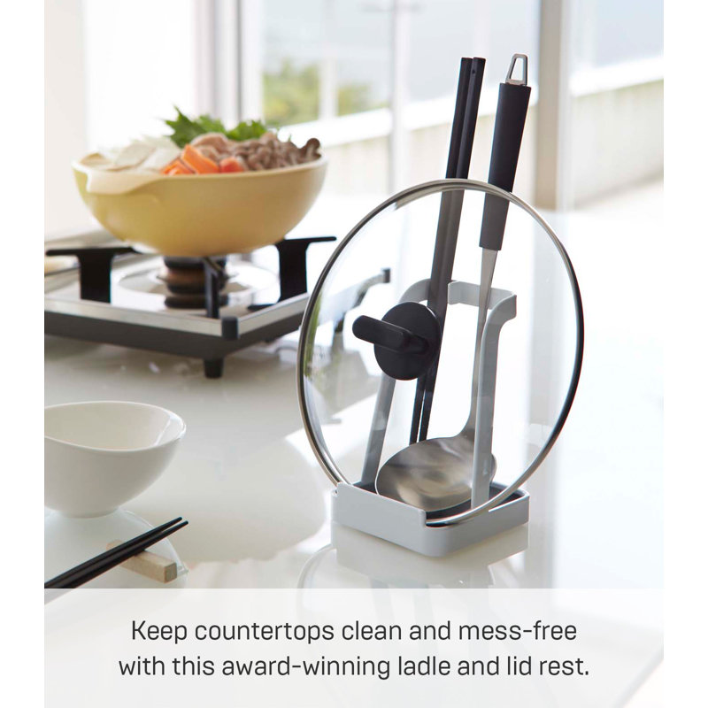 White Steel Kitchen Utensil and Lid Holder