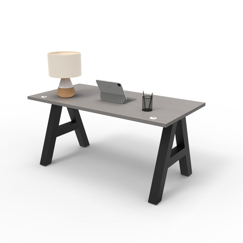 Serenity A-Frame Executive Writing Desk, 72x30, Gray Strand Top, Gray Strand, 30" H x 72" W x 30" D