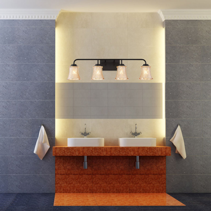 Éclairage pour salle de bain 4 lumières à intensité variable Aline, Noir mat
