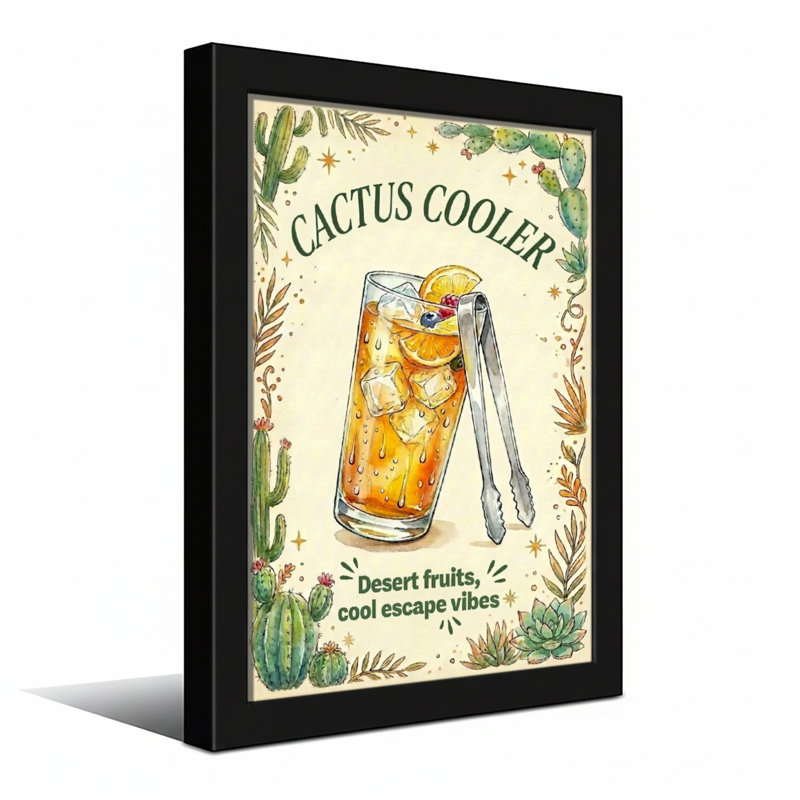 Nourriture et boissons Cactus Cooler Desert Fruits Cool Escape Vibes, H 18 po x l 12 po, Toile tendue, Ne s’applique pas