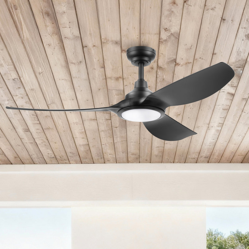 Honeywell Sirro 52" Matte Black Ceiling Fan with Adjustable LED Light, Matte Black, Matte Black