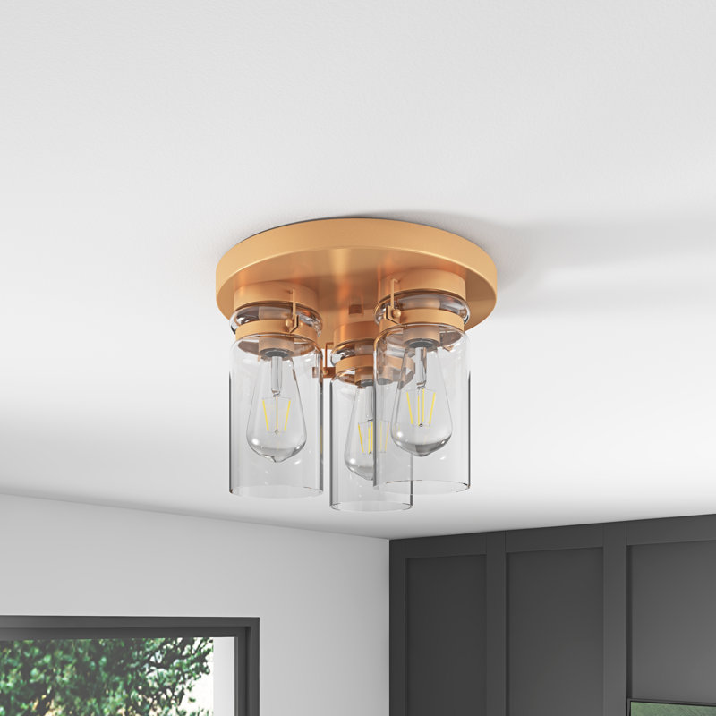 Lianabel 3-Light Gold Finish Dimmable Flush Mount Light