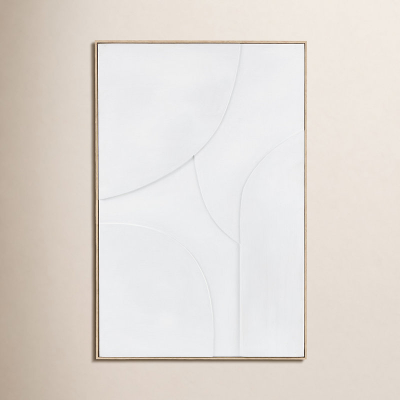 Adah Framed On Wood Minimalistic, White