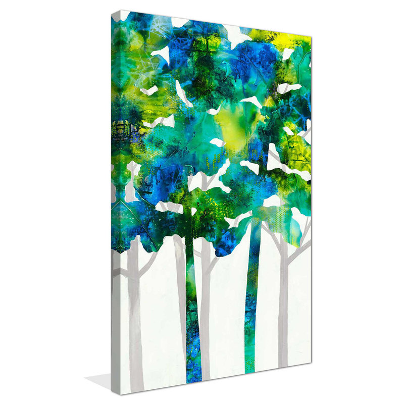 «Tall Trees», peinture sur toile à cadre flottant, Toile tendue, H 30 po x l 18 po x P 1 po