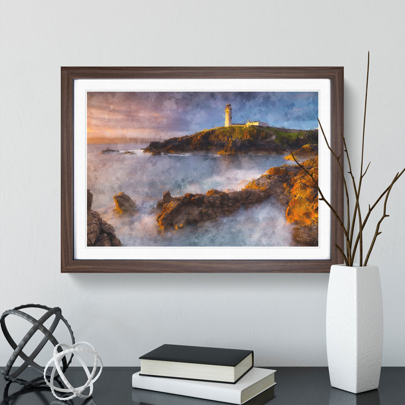 Fanad Head Lighthouse in Ireland - Picture Frame Graphic Art Print, Walnut Framed, 33cm H x 45cm W x 2cm D
