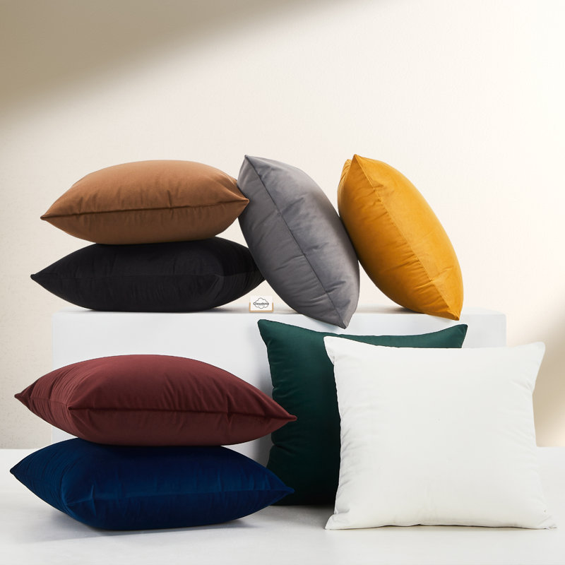 Solid Color Velvet Throw Pillow, 12"H x 20"W, Rectangle, Burgundy Red