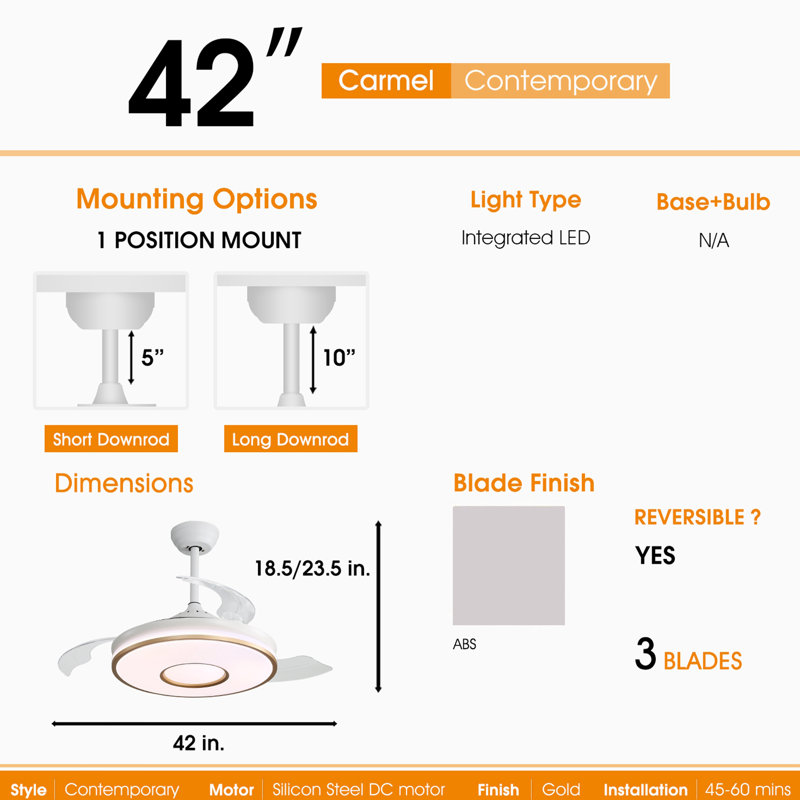 41,96 Ventilateur de plafond, Argent