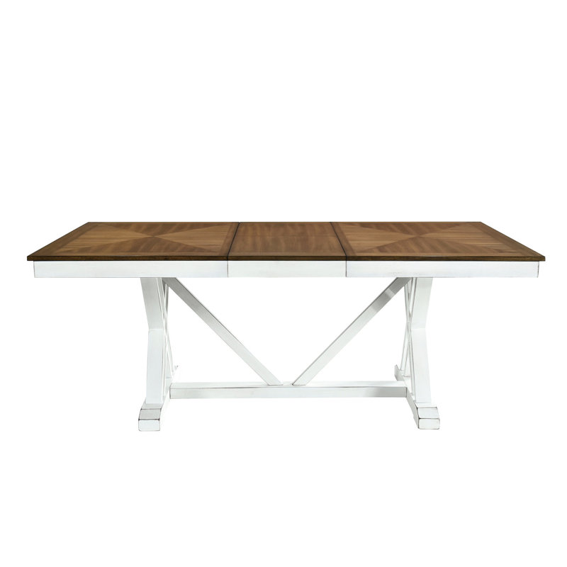 Table de salle à manger blanche et chêne avec un grand potentiel d'auto-rangement - Extension charmante de 6 places