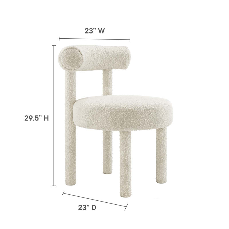 Modway Toulouse Side Fabric Upholstered Dining Chairs, Boucle Ivory