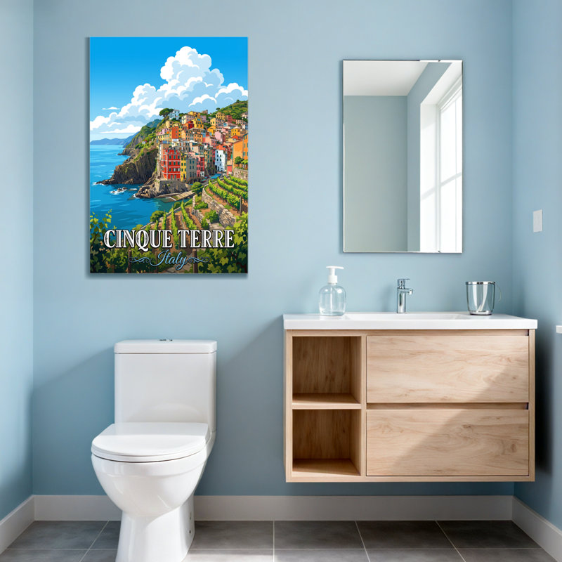 Scène et paysage urbain Cinque Terre, village côtier, Italie, H 18 po x l 12 po