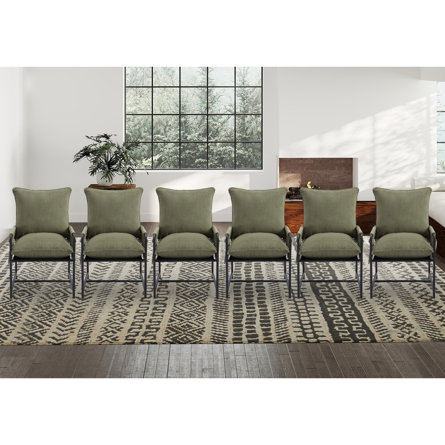 Hebbe 29.5" Wide Modern Corduroy Upholstered Armchair Accent Chair With Metal Frame and Storage Bag Set of 6