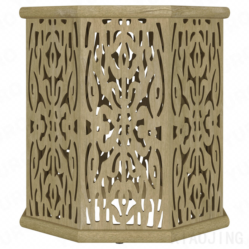 Natural Brown Octagonal Solid Mango Wood Side Table
