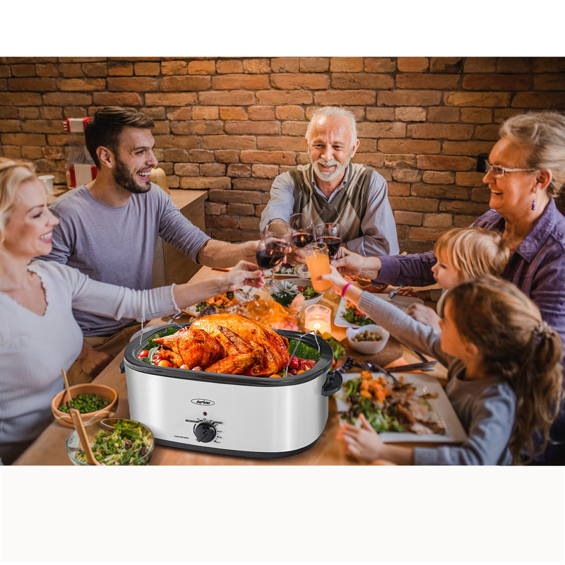 Sunvivi Electric Roaster Oven with Removable Pan, Silver, 19 quarts