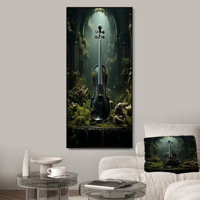 Forest Green Violin Serenity Blooms - Music Wall Art