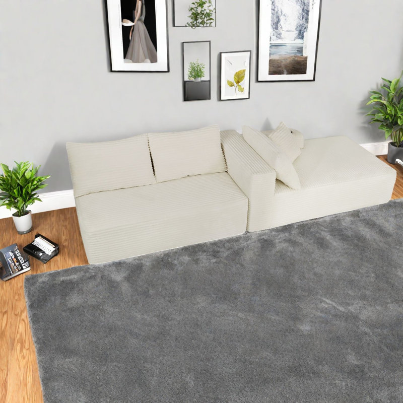 Compression Cloud Sectionals, 96 Inch Plush Fabric Modern Sofa for Home