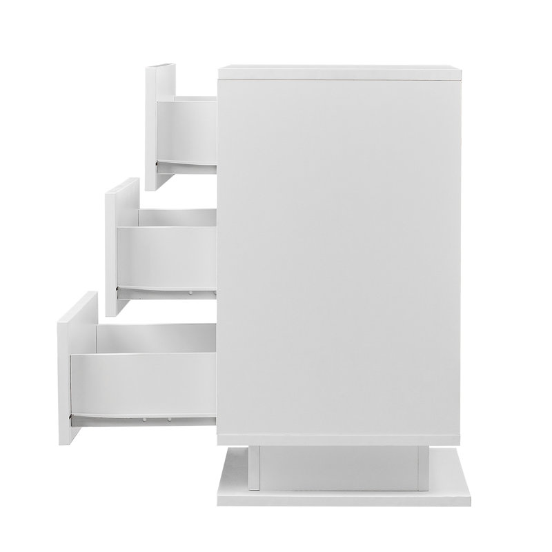 Ashaiya 50cm W Manufactured Wood Bedside Table, White