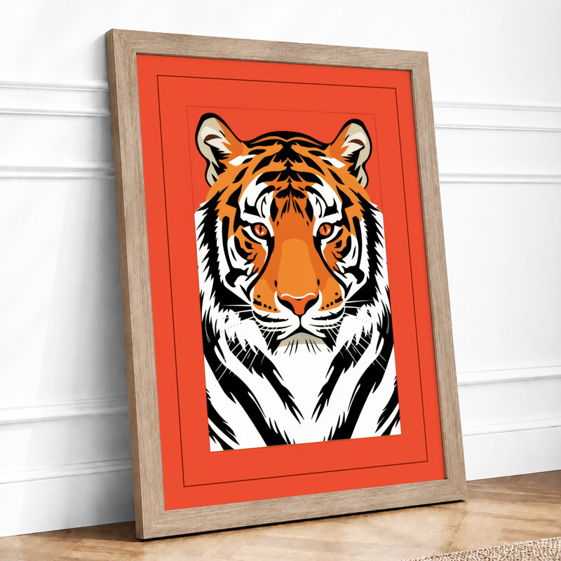 Tiger Bold Geometric - Framed Print, Oak, A3 - 42.0 x 29.7 cm