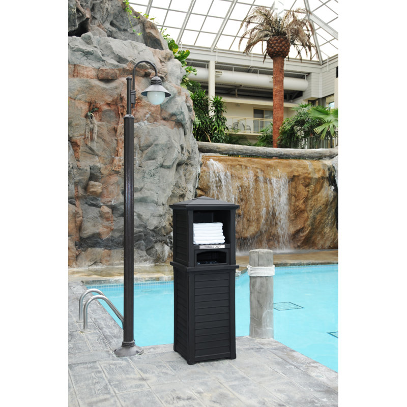 Charlton Home® Tillett 23'' W 24 Gallons Water Resistant Resin Towel Valet, Black