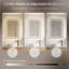 Miroir de salle de bain sans cadre avec double éclairage à DEL, antibuée, éclairage à intensité variable et fonction mémoire-1112451859
