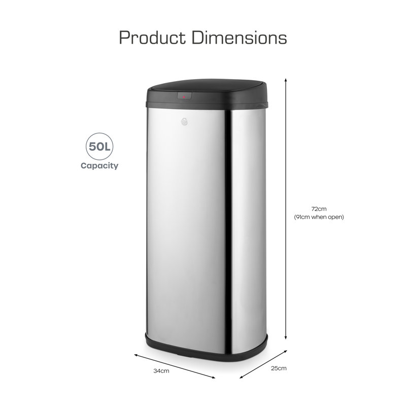 Townhouse 50 Litre Motion Sensor Recycling Bin, Grey