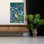 «Blossoms Against Teal Sky I», art mural contemporain abstrait