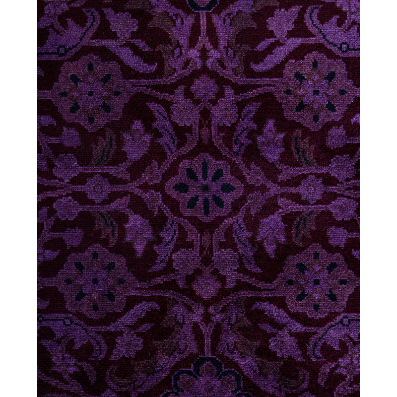 Overdyed Hand-Knotted Wool Modern-Contemporary Purple Area Rug 8' 1" x 10' 2"