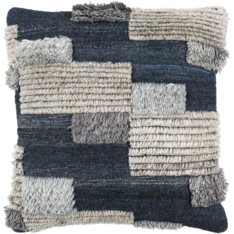 Baracoa Hand Knotted Dark Blue and Light Beige Pillow